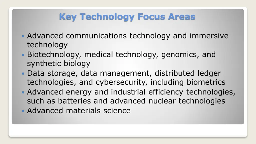key technology focus areas 1