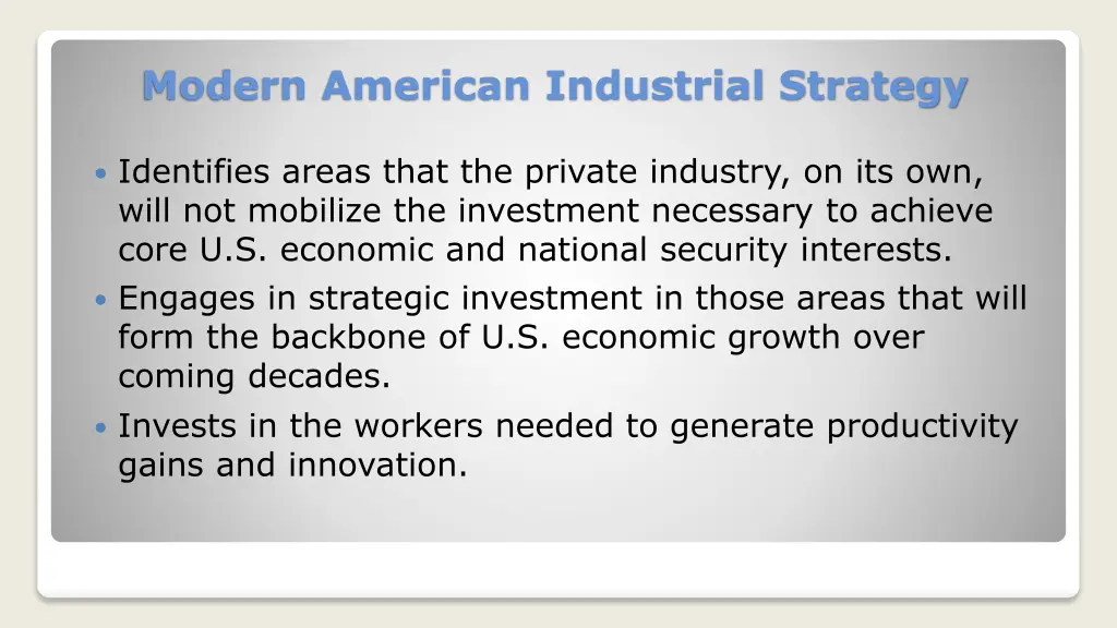 modern american industrial strategy