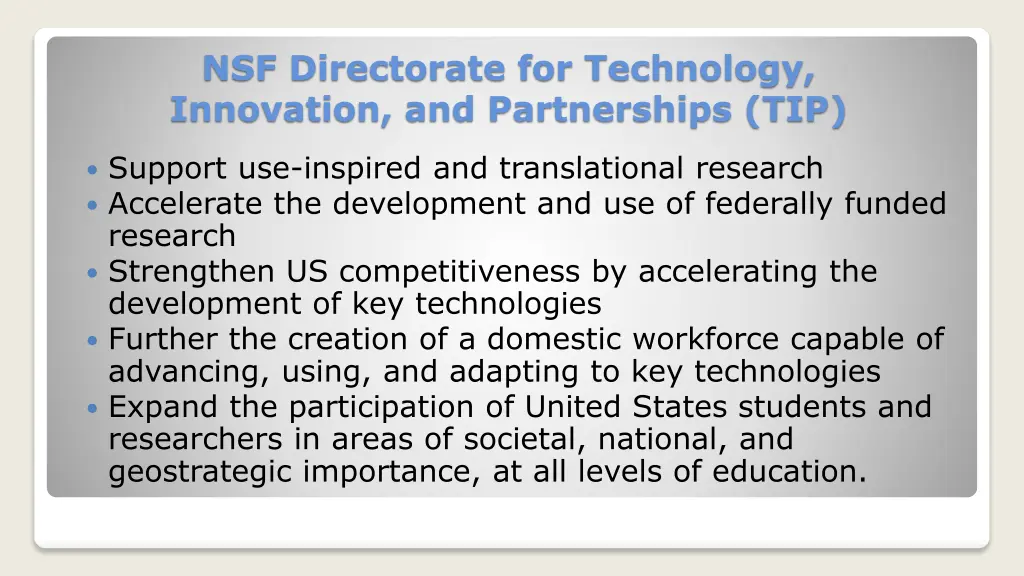 nsf directorate for technology innovation