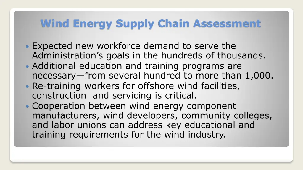 wind energy supply chain assessment