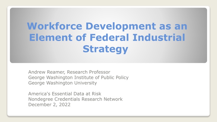 workforce development as an element of federal