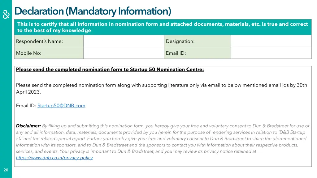 declaration mandatory information