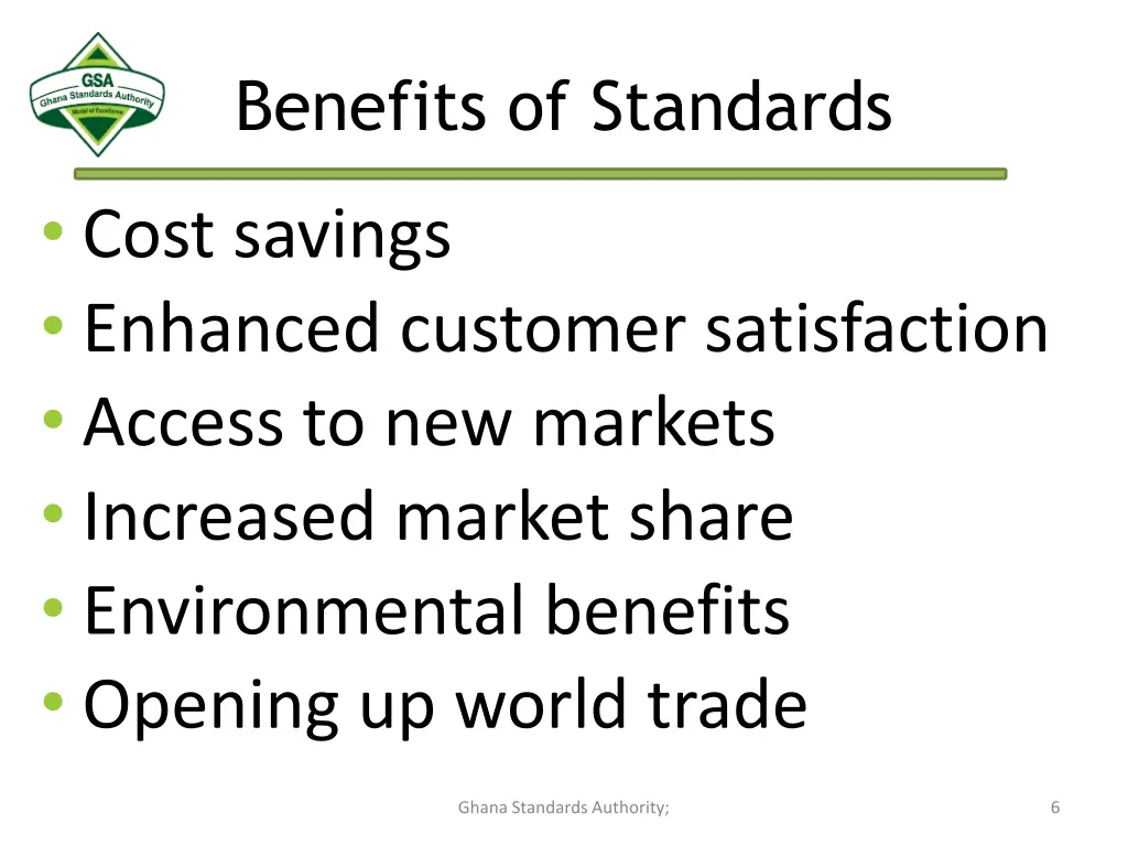 benefits of standards