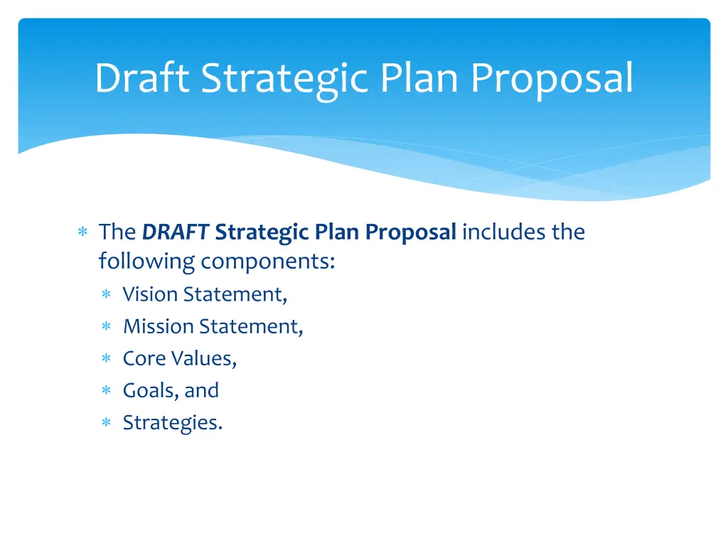 draft strategic plan proposal