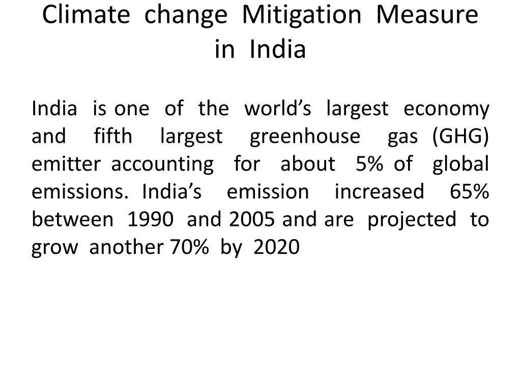 climate change mitigation measure in india