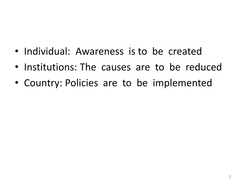 individual awareness is to be created