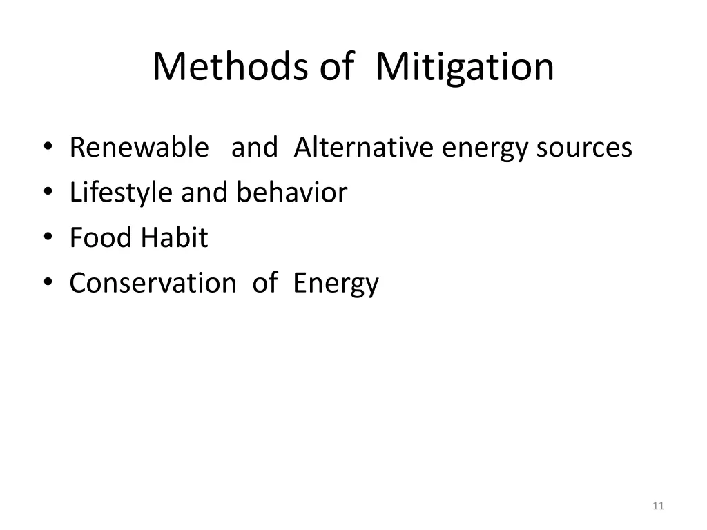 methods of mitigation