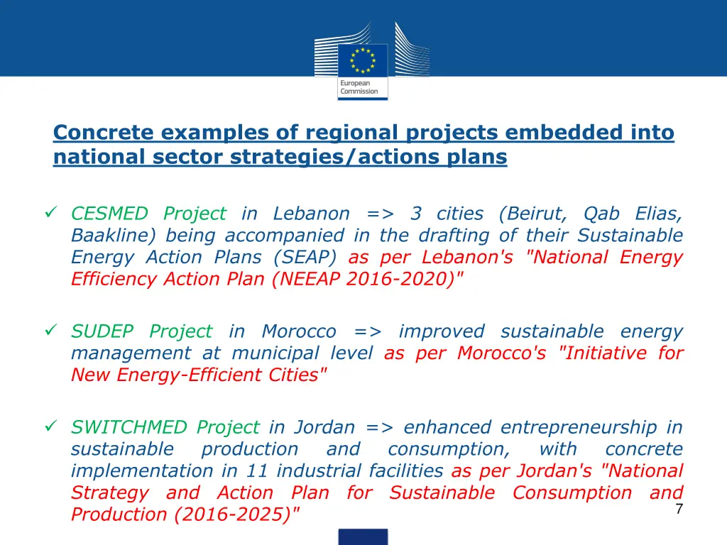 concrete examples of regional projects embedded