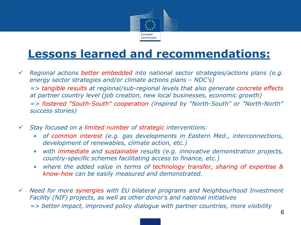 lessons learned and recommendations