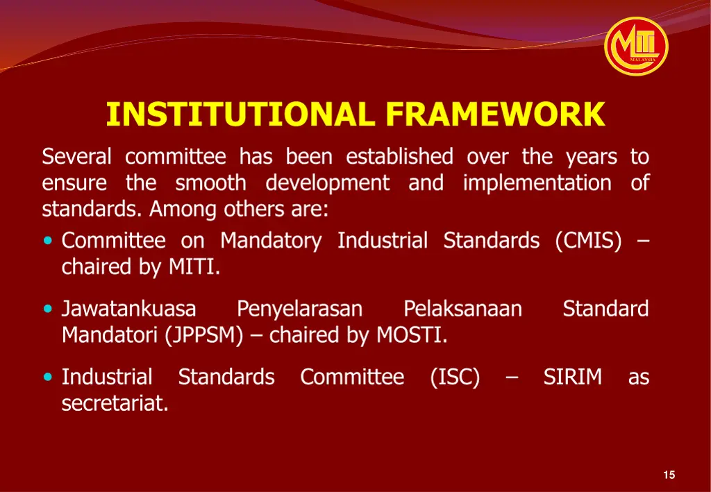 institutional framework several committee