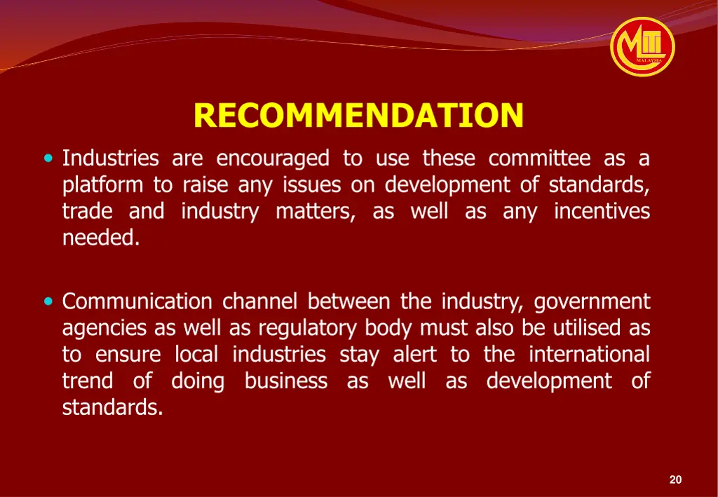 recommendation industries are encouraged