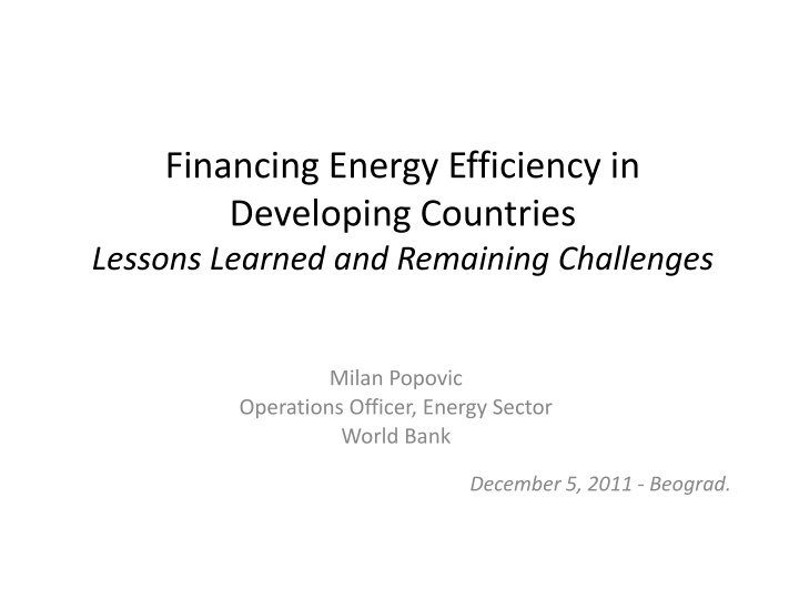 financing energy efficiency in developing