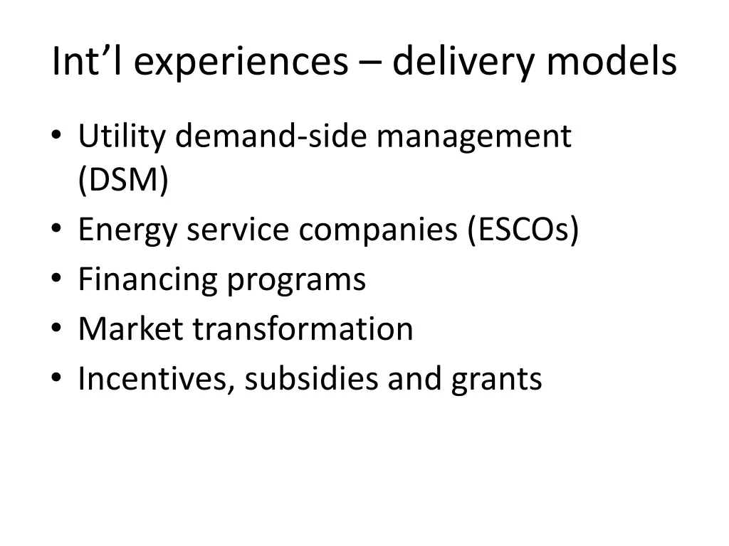 int l experiences delivery models