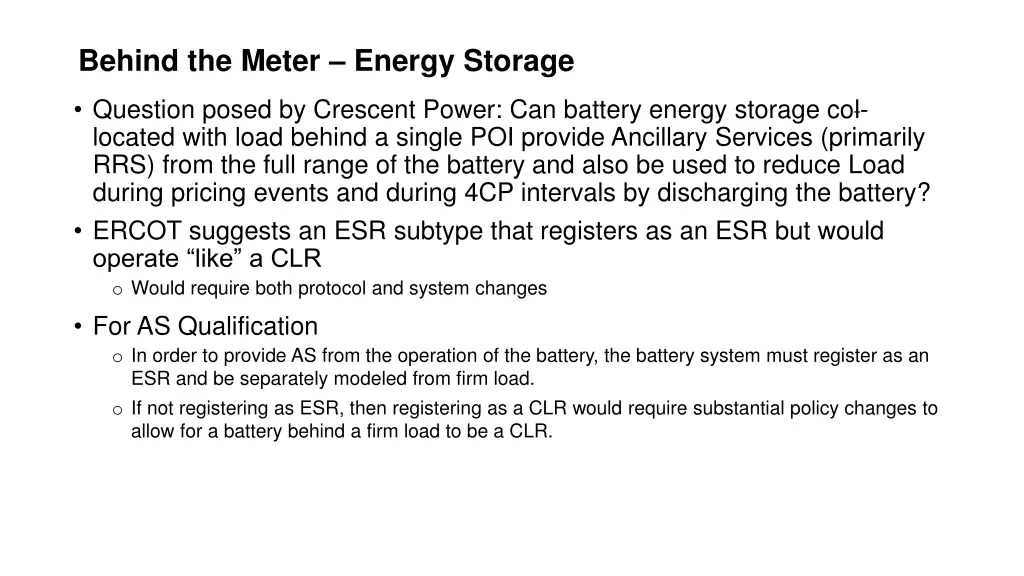 behind the meter energy storage