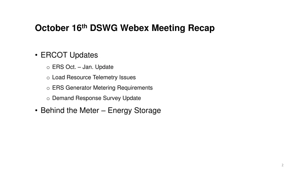 october 16 th dswg webex meeting recap