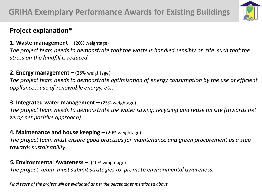 griha exemplary performance awards for existing 3