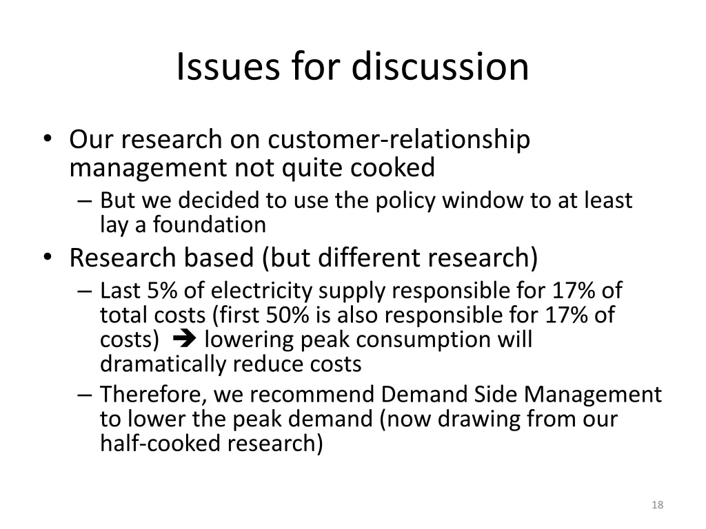 issues for discussion