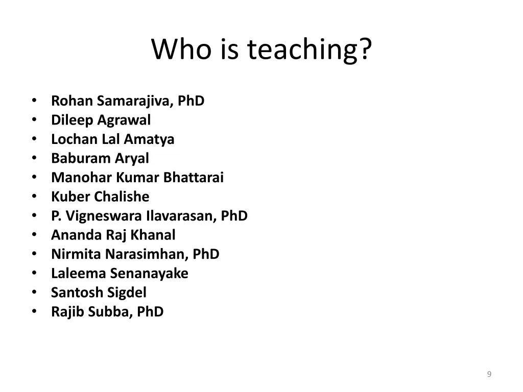 who is teaching