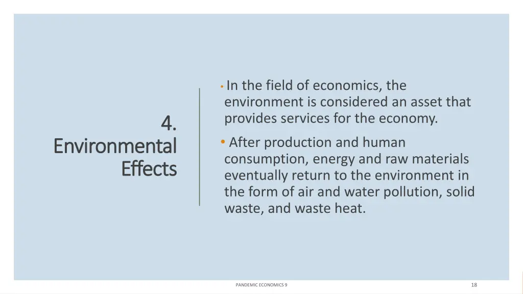 in the field of economics the environment