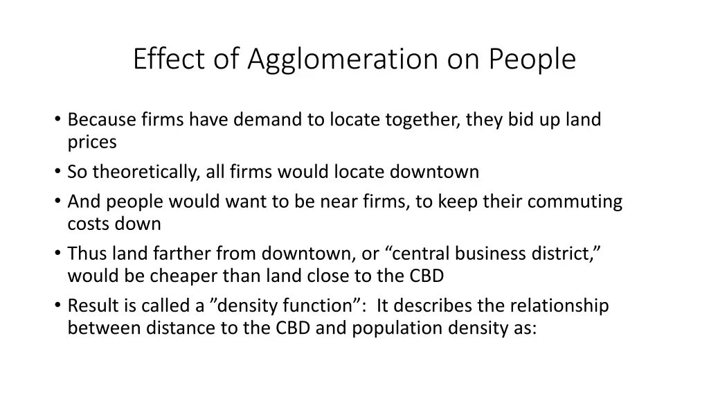 effect of agglomeration on people