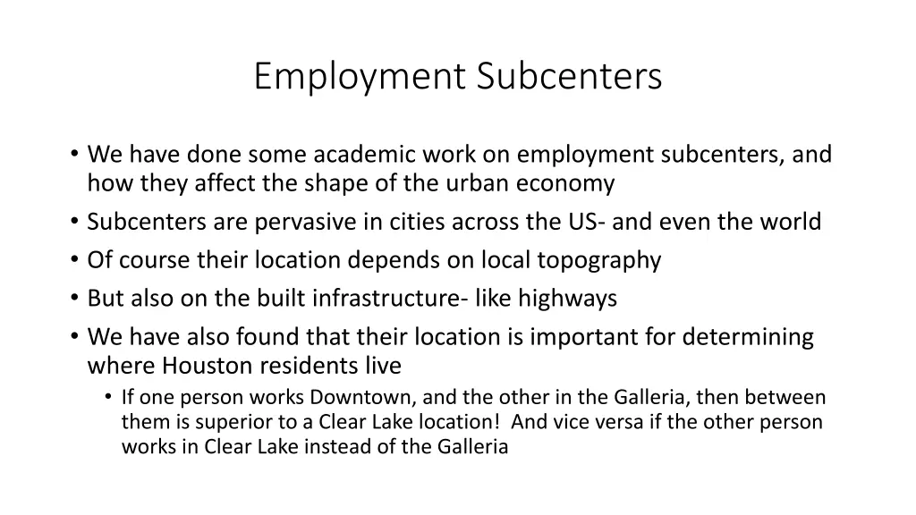 employment subcenters