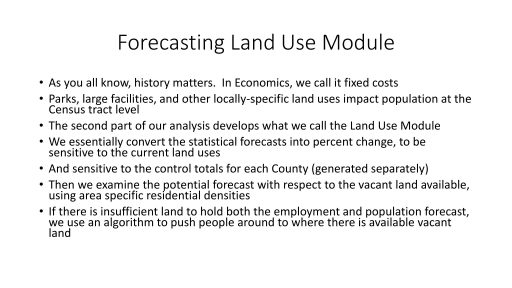 forecasting land use module