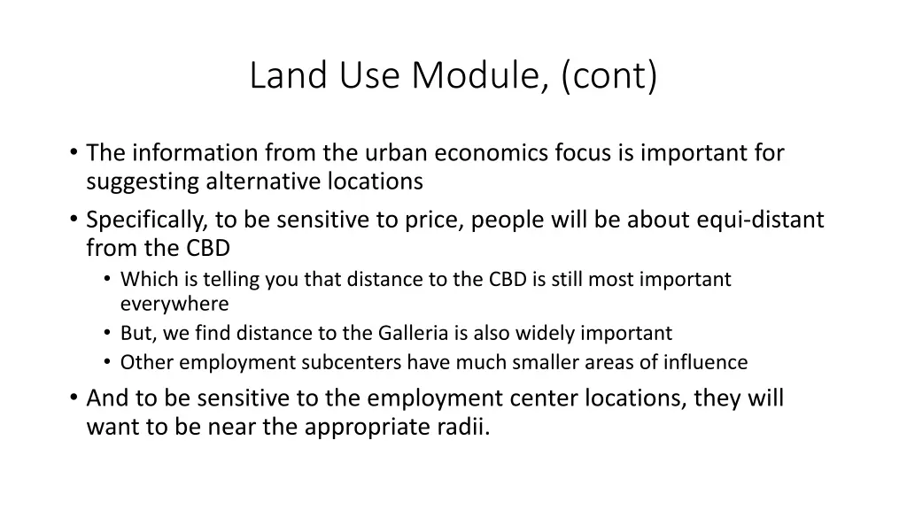 land use module cont