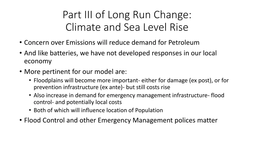 part iii of long run change climate and sea level