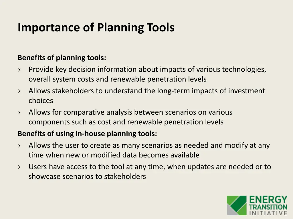 importance of planning tools