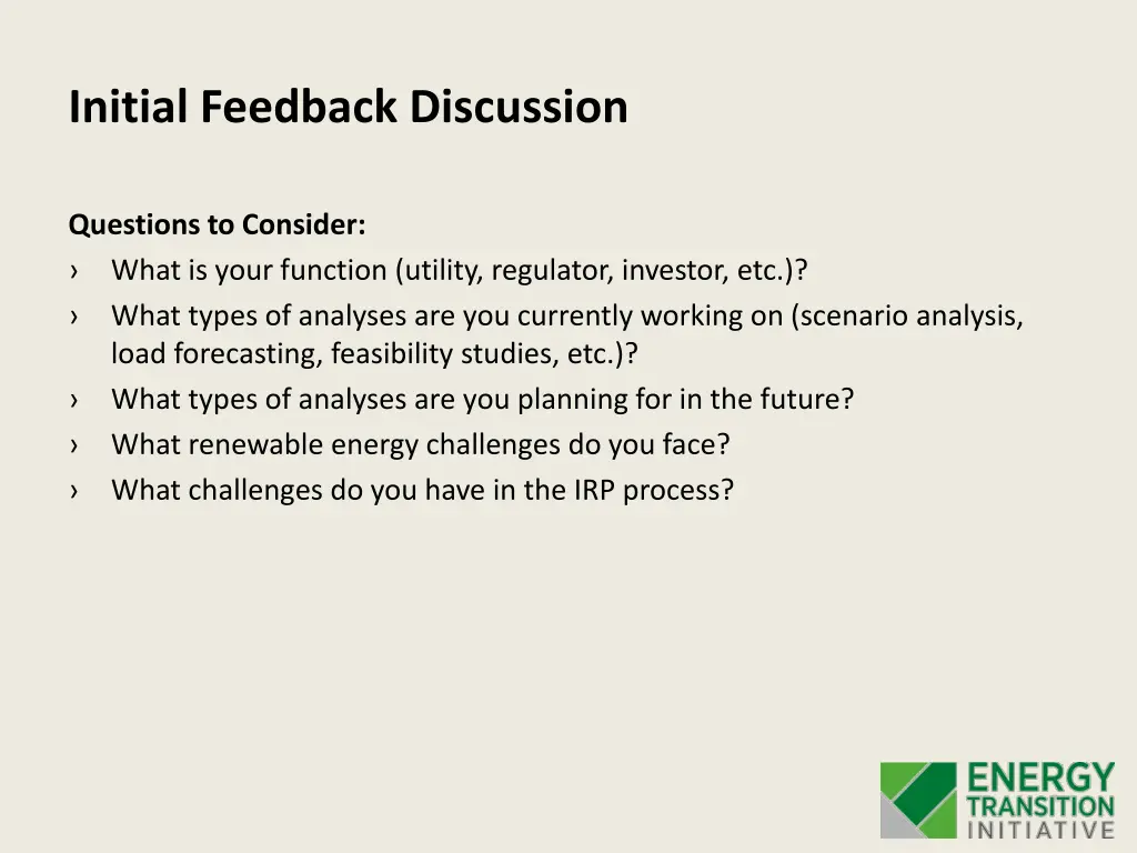 initial feedback discussion