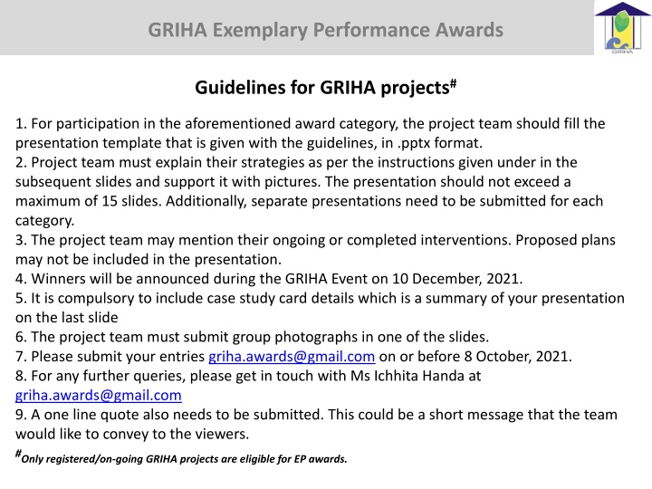 griha exemplary performance awards