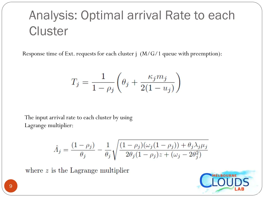 analysis optimal arrival rate to each cluster