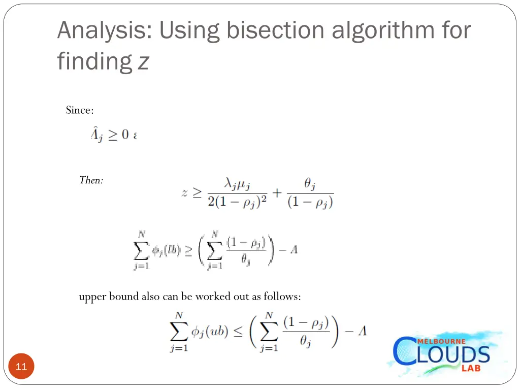 analysis using bisection algorithm for finding z