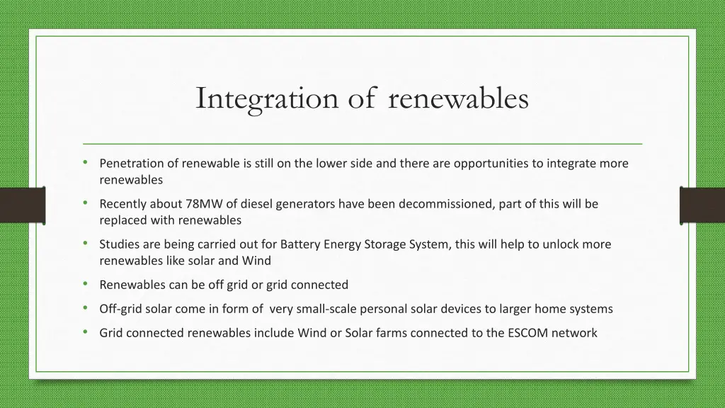 integration of renewables