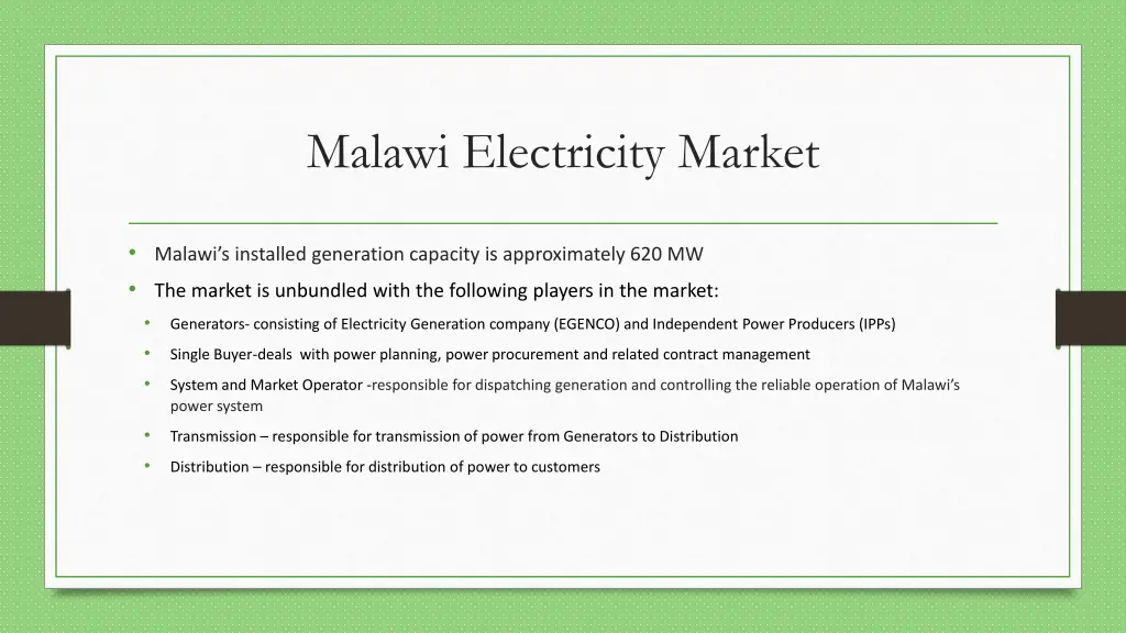 malawi electricity market
