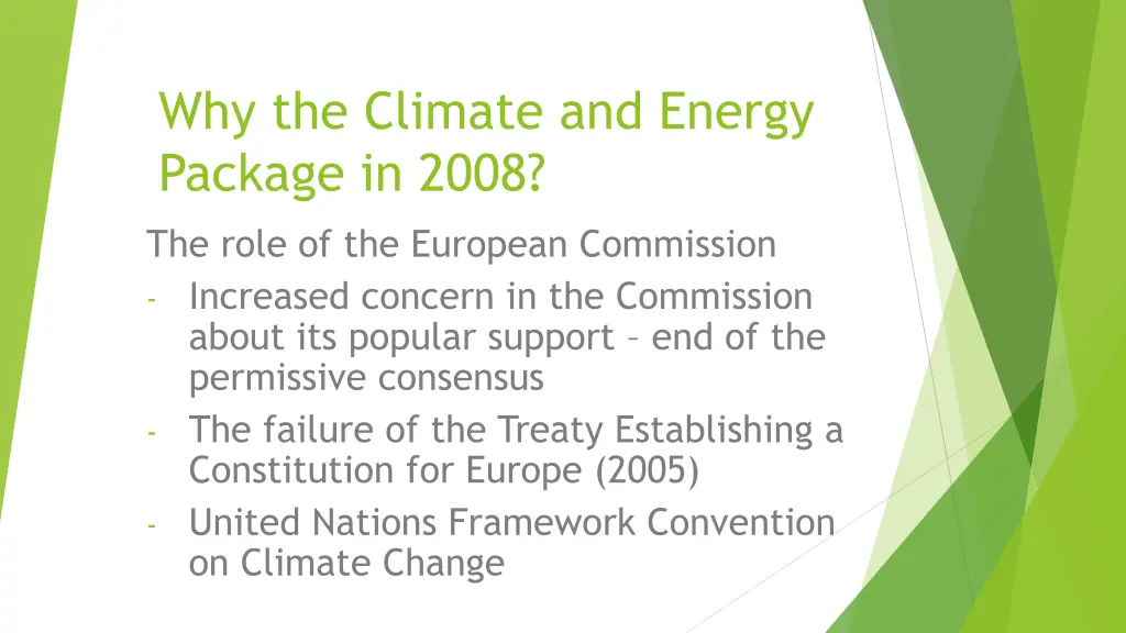 why the climate and energy package in 2008