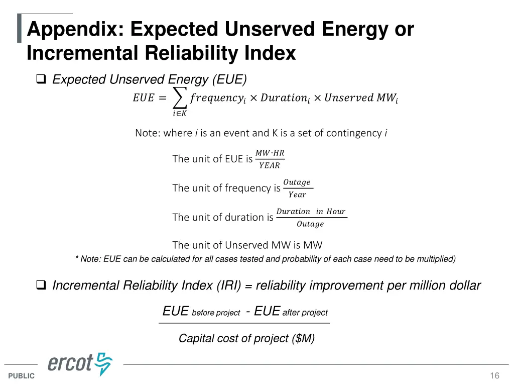 appendix expected unserved energy or incremental