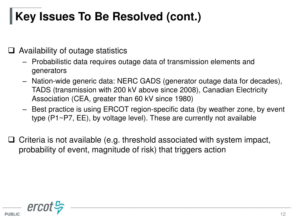 key issues to be resolved cont