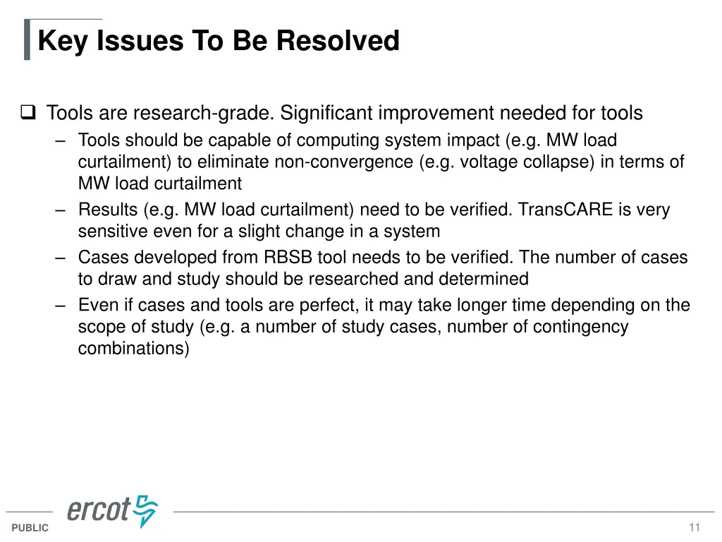 key issues to be resolved