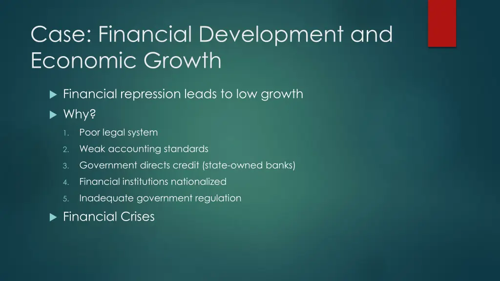 case financial development and economic growth