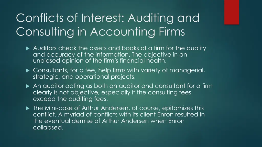 conflicts of interest auditing and consulting