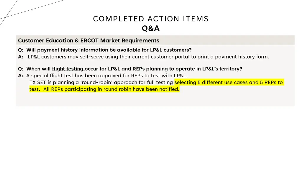 completed action items q a 2