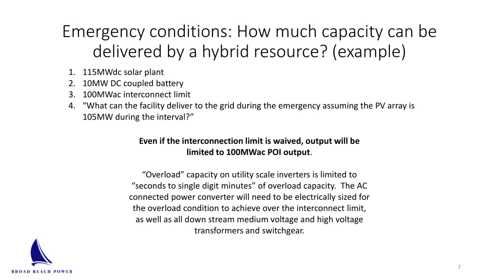 emergency conditions how much capacity
