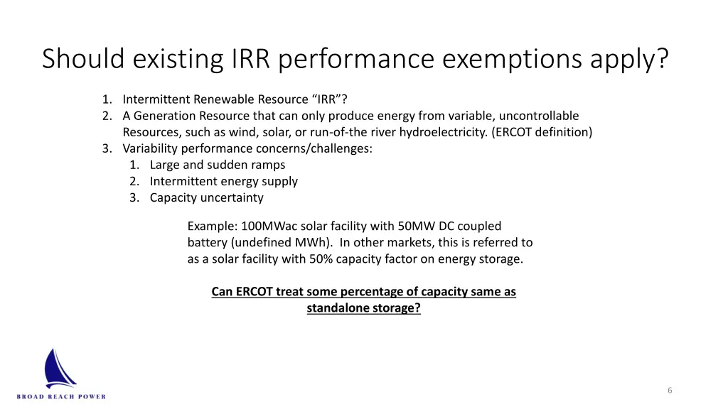 should existing irr performance exemptions apply