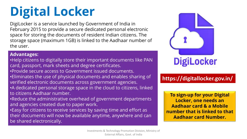 digital locker digilocker is a service launched