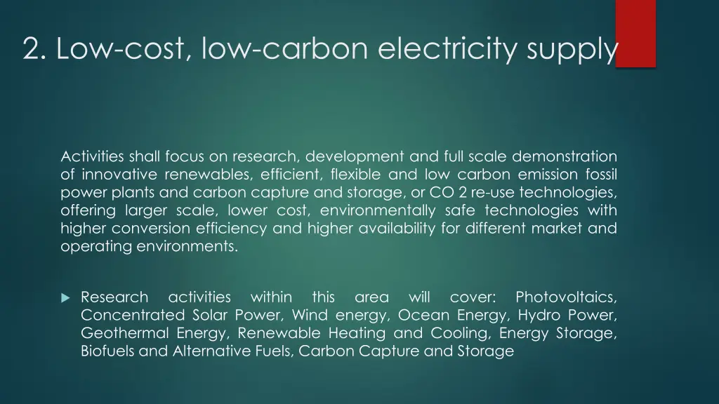 2 low cost low carbon electricity supply