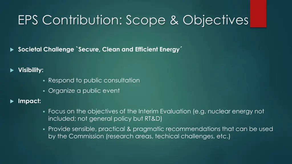 eps contribution scope objectives
