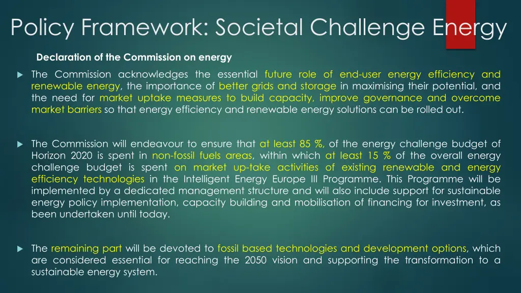 policy framework societal challenge energy