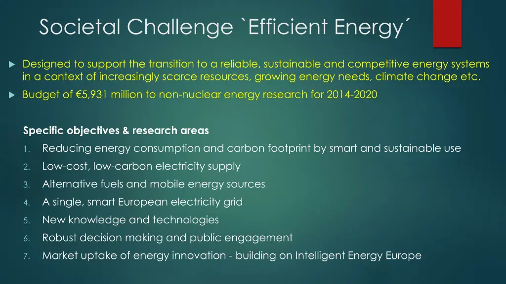societal challenge efficient energy