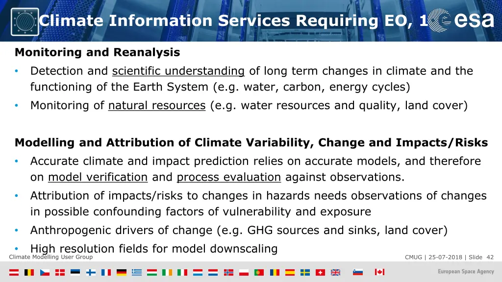 climate information services requiring eo 1